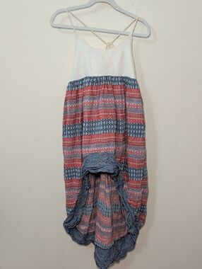 Pleiades Boho Striped High-Low Dress in Red, White & Blue Girls Size 8
